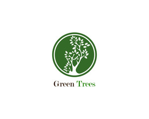 Green tree leaf logo ecology element nature vector