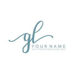 Fototapeta na wymiar Handwriting G L GL initial logo template vector