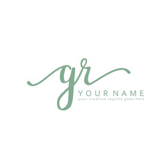 Fototapeta na wymiar Handwriting G R GR initial logo template vector