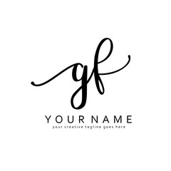 Handwriting G F GF initial logo template vector