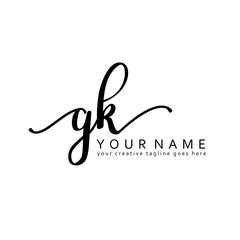 Handwriting G K GK initial logo template vector
