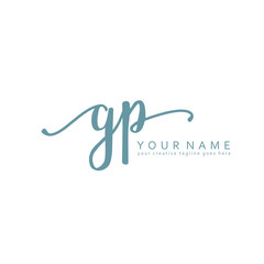 Handwriting G P GP initial logo template vector