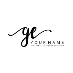 Handwriting G E GE initial logo template vector