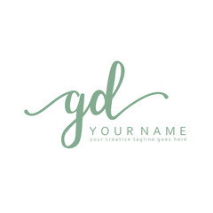 Handwriting G D GD initial logo template vector