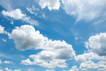 Naklejka na ściany i meble White clouds with Blue sky background.