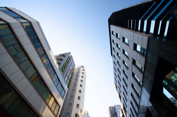  Landscape and blue sky of buildings in Tokyo, Japan