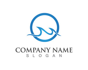 Waves of sea or ocean waves, blue water, splash and gale, vector illustration