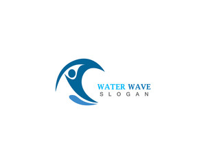 Water Wave logo design template vector