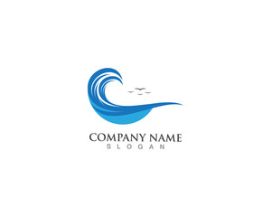 Waves of sea or ocean waves, blue water, splash and gale, vector illustration