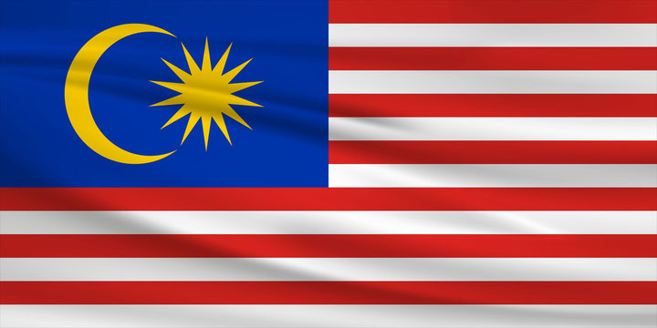 Malaysia flag vector icon, Malaysia flag waving in the wind.
