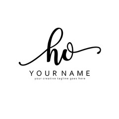 Handwriting H O HO initial logo template vector