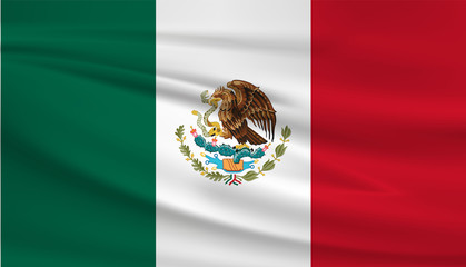 Mexico flag vector icon, Mexico flag waving in the wind.