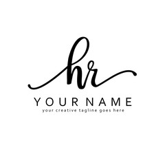 Handwriting H R HR initial logo template vector