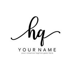 Handwriting H Q HQ initial logo template vector