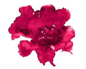 Persian red watercolor is a trend color, bright isolated spot with divorces and borders. Burgundy frame with copy space for text.