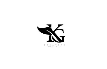 KG letter linked luxury flourishes ornate logotype - obrazy, fototapety, plakaty