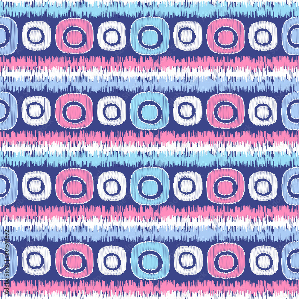 Fototapete seamless abstract pattern in scribble style with the image of oval geometric shapes and stripes.