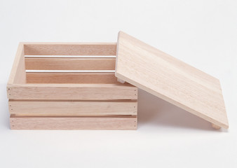 wooden box isolated on white background