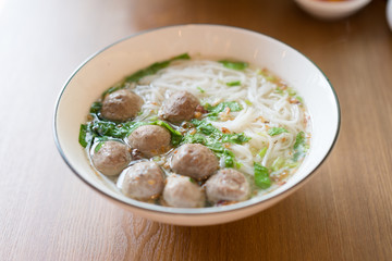  asian food Beef and meat ball noodle soup