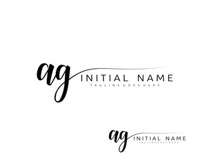 A G Initial handwriting logo vector. Hand lettering for designs.
