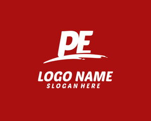 PE Initial with splash logo vector	