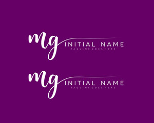 M G Initial handwriting logo vector. Hand lettering for designs.