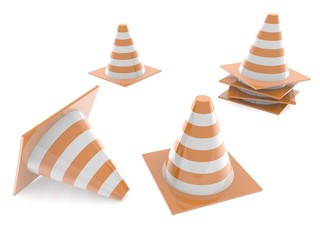 Road cones on white background