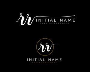 R RR Initial handwriting logo vector. Hand lettering for designs.