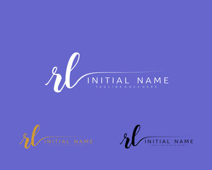 Obraz premium R L Initial handwriting logo vector. Hand lettering for designs.
