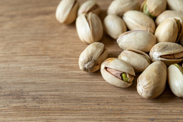 Close-up Pistachio nut on wood background