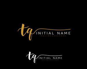 T Q Initial handwriting logo vector. Hand lettering for designs.