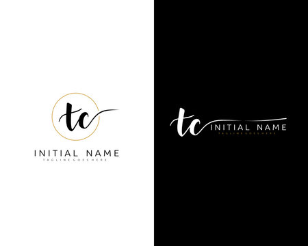 T C Initial handwriting logo vector. Hand lettering for designs.