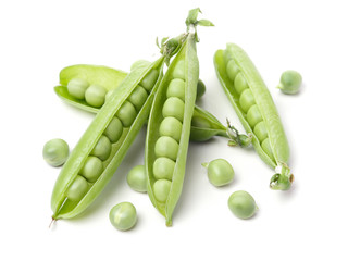 Fresh peas isolated on white background