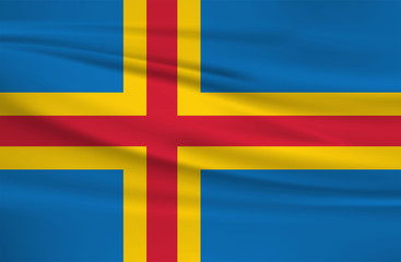 Naklejka premium Illustration of a waving flag of the Aland