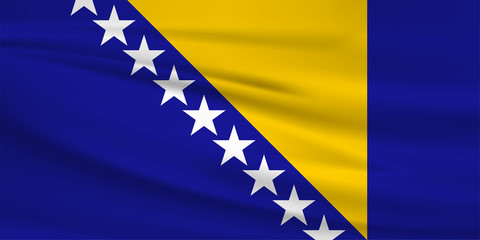 Illustration of a waving flag of the Bosnia