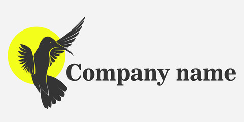 flying humming bird logo design
