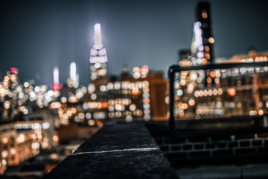 Blurred picture from Nyc rooftop of Empire state building