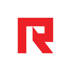 letter r simple geometric line logo vector