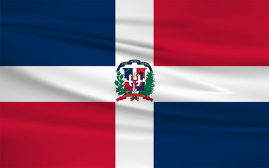 Dominican Republic flag vector icon, Dominican Republic flag waving in the wind.