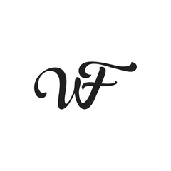 letter wf linked curves design logo vector