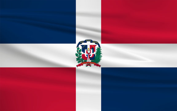 Dominican Republic flag vector icon, Dominican Republic flag waving in the wind.