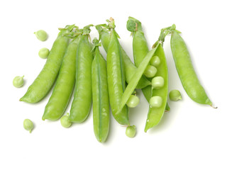 Fresh peas isolated on white background 
