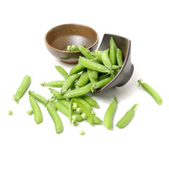 Fresh peas isolated on white background 
