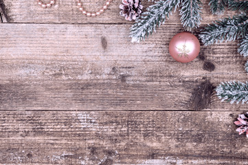 Fototapeta na wymiar Christmas decorations on a wooden background.