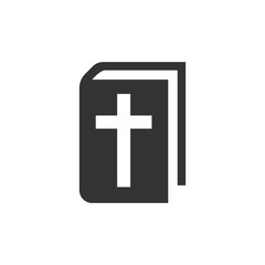 Fototapeta premium Bible book icon in flat style. Church faith vector illustration on white isolated background. Spirituality business concept.