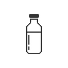 Bottle milk icon in flat style. Flask vector illustration on white isolated background. Drink container business concept.