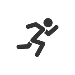Run people icon in flat style. Jump vector illustration on white isolated background. Fitness business concept.