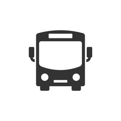 Bus icon in flat style. Coach car vector illustration on white isolated background. Autobus business concept.