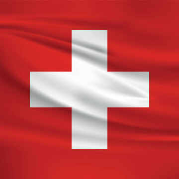 Illustration of a waving flag of the Switzerland