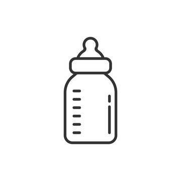 Baby bottle icon in flat style. Milk container vector illustration on white isolated background. Drink glass business concept.